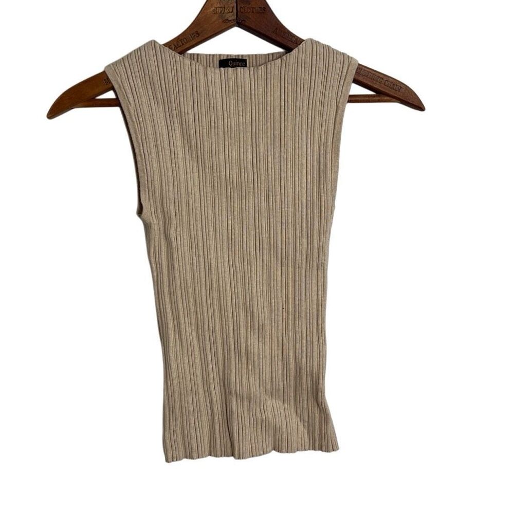 Quince Beige Ribbed Tank Top